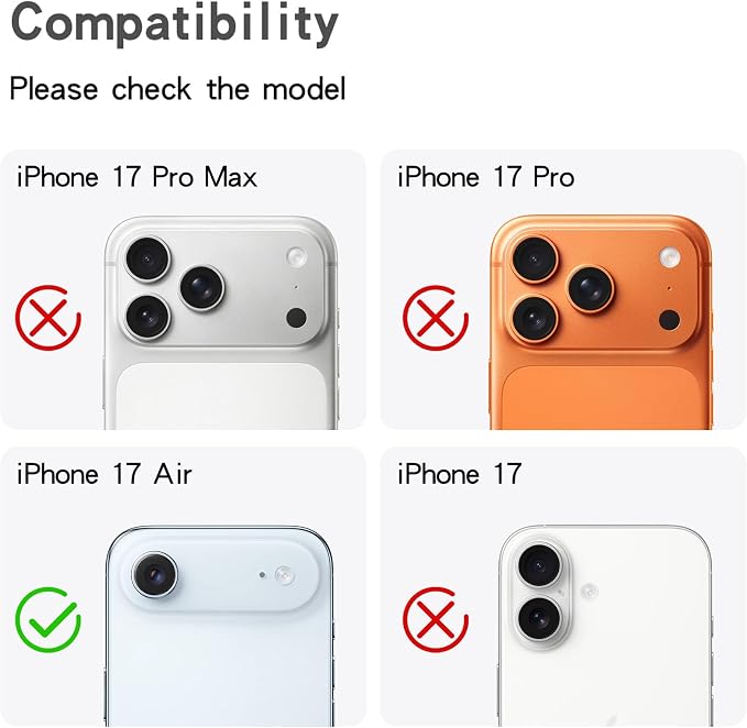Bling Diamond Camera Lens Protector Compatible with iPhone 17 Air, Metal Glitter Gem Camera Cover，9H Tempered Glass lens full Screen Sparkle Rhinestone Protector - Image 2