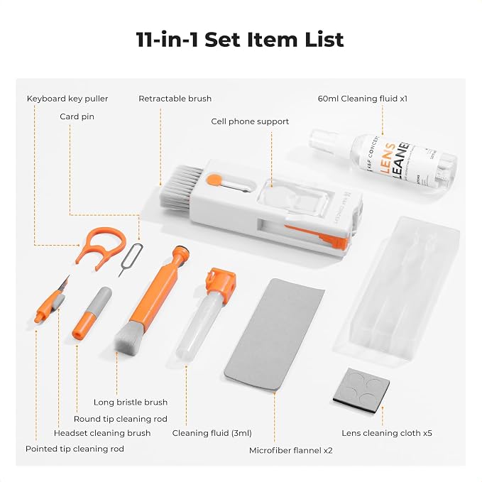 K&F CONCEPT Newly Upgraded 11-in-1 Keyboard Cleaning Kit，Multi-Device Tool | Remove Dirt In Crevices and Holes,Clean Oil and Fingerprints,Safe Mild Cleaner Has Anti-Stain Power,Protects Coatings,MM01 - Image 5