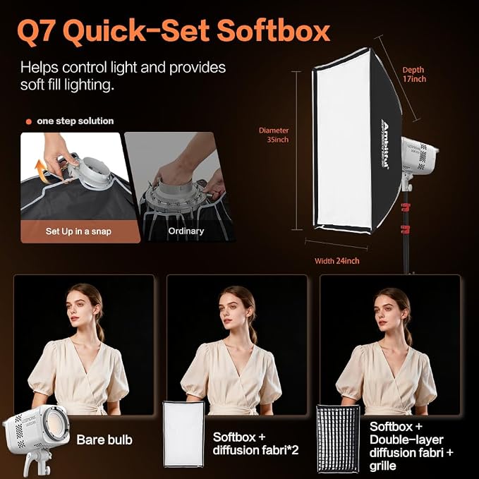 Godox LE200Bi Godox Light Kit-2 Pack 220W Bi-Color LED Video Light | 2800K-6500K,57700 LUX,CRI/TLCI≥98,11 FX, with Quick Release Softbox,Srand, APP Control,for Photography/Live Streaming - Image 4