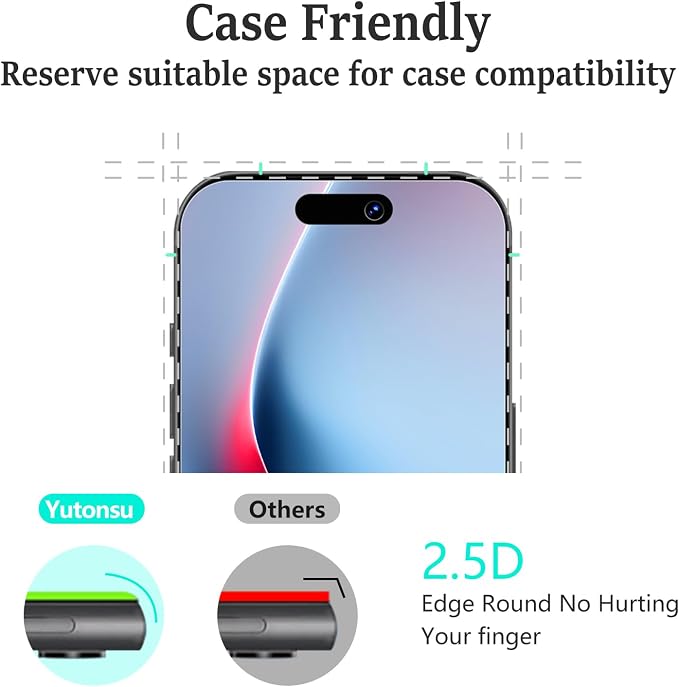 2 Pack Tempered Glass Screen Protector for iPhone 15 Pro Max | with 2 Pack Camera Lens Protector, Anti Scratch, Bubble Free, Case Friendly - Image 6