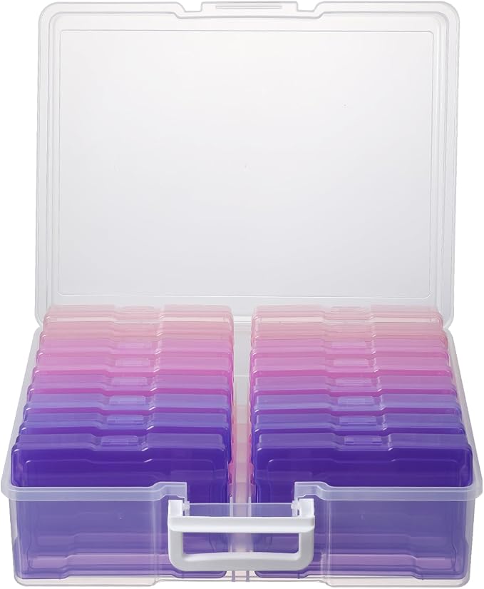 novelinks Photo Storage Boxes with Handle, Photo Organizers and Storage | 1Pack Color, Photo Albums 4x6 Pictures, Photo Cases, Classroom Organization, Index Card Box, Photo Card Holder, Seed Storage by novelinks