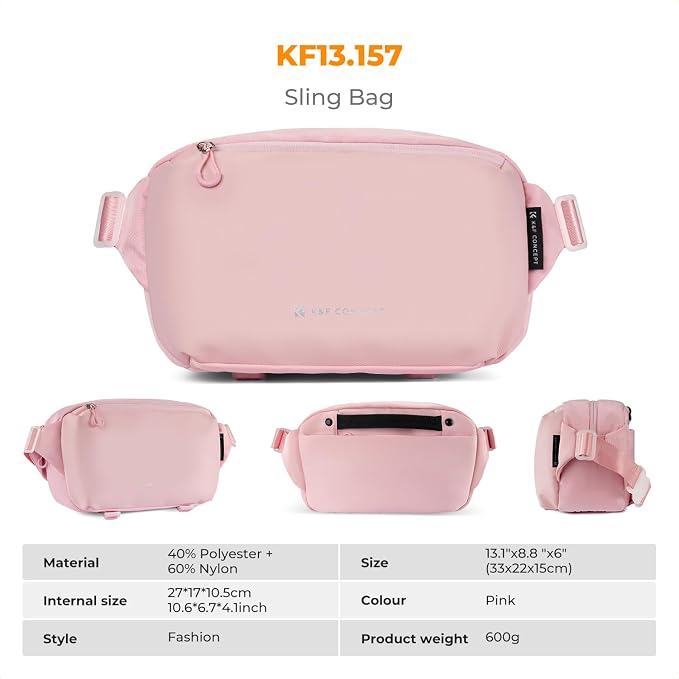 K&F CONCEPT 2 in 1 Camera Sling Bag, Everyday Shoulder Bag | Multifunction Photography Compact Crossbody DSLR Portable Bag, Compatible for Canon/Nikon/Sony, BS01 - Image 7
