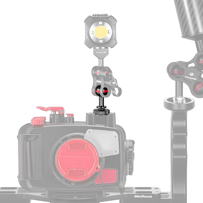 MINIFOCUS 1" Ball Head Cold Shoe Base Adapter, Universal Ball Joint Bracket with Cold Shoe Base Adapter for Diving Light Underwater Camera Waterproof Housings Case Video/Flash/Strobe Hot Shoes - Image 6