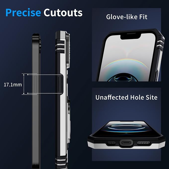 for iPhone 17e Case & iPhone 16e Case with 2X HD Screen Protector & Slide Camera Cover & Rotated Ring Kickstand, Rugged Heavy Duty Protective Phone Case for iPhone 17e/16e 6.1", Silver - Image 7