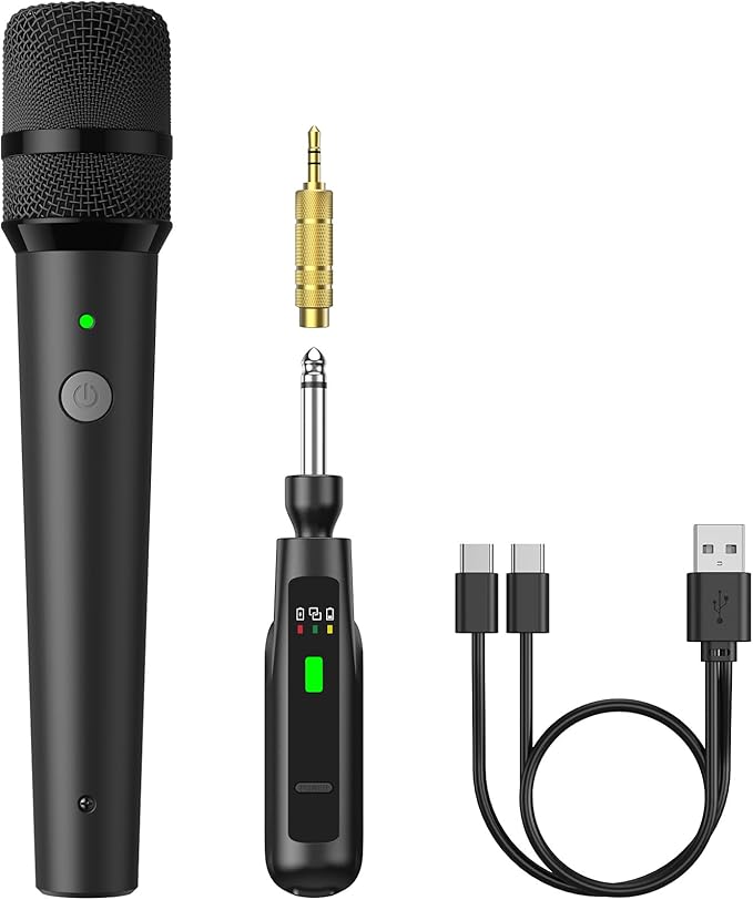 TONOR 2.4G Wireless Microphone, Rechargeable Cordless Handheld Microphone System with Receiver, Karaoke Mic for Singing, Home Party, Birthday, 50ft / 15 m Range, TW-210 by TONOR