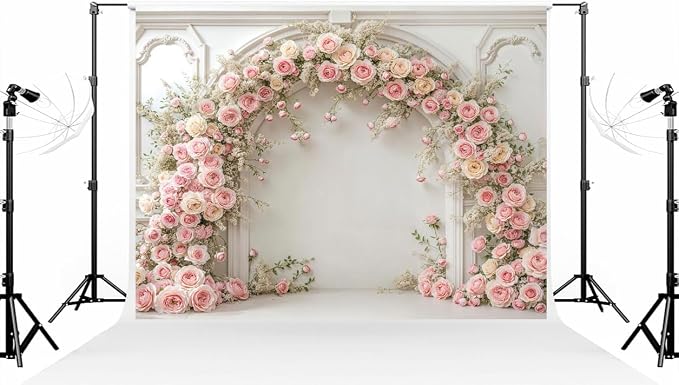 Kate 10×8ft (3×2.5m) White Plaster Line Wall Backdrop Photography Arched Flower Door Indoor Birthday Girl Party Party Wedding Maternal Portrait Background Photography Studio Props Photos Videos by KateBackdropforPhotography