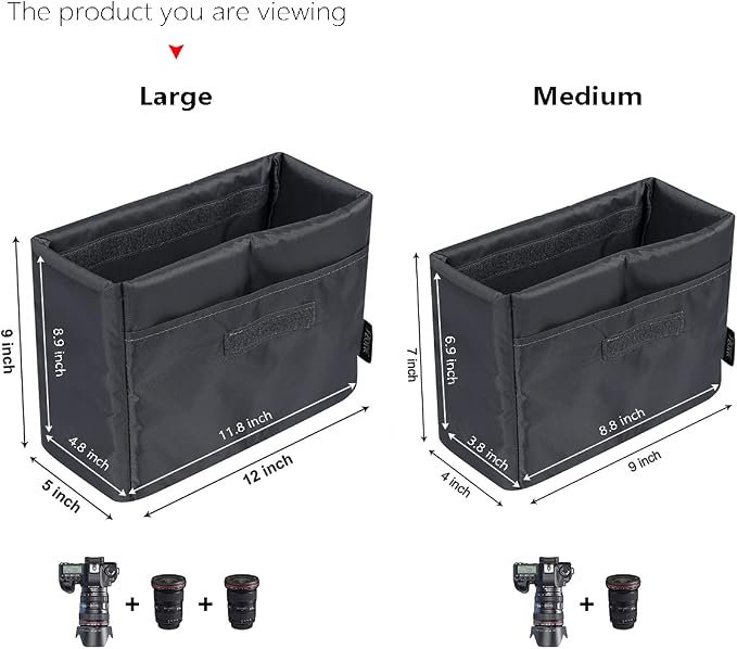 S-ZONE Waterproof Shockproof Foldable Camera Insert Bag Lens Cases Canon Nikon | Raindrop Proof, Fits in a Backpack, Suitable for DSLR/SLR Camera - Image 2