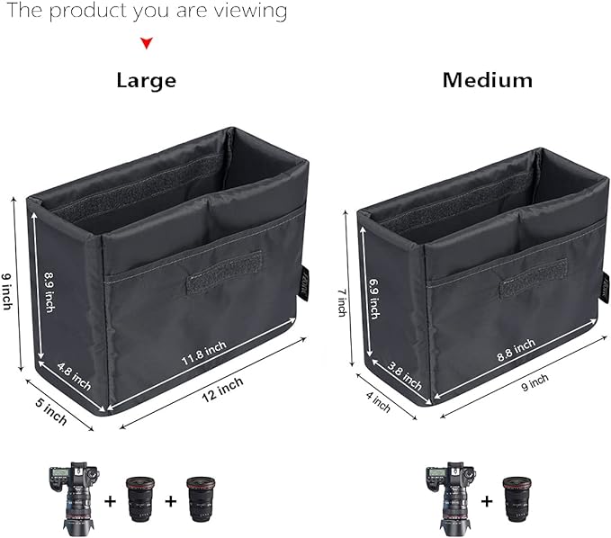 S-ZONE Waterproof Shockproof Foldable Camera Insert Bag Lens Cases Canon Nikon | Raindrop Proof, Fits in a Backpack, Suitable for DSLR/SLR Camera - Image 2