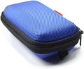 Blue Rectangle Small EVA Case, Lightweight Hard Shell Zipper Pouch | Mesh Inner Pocket, Universal Bag for Wired Bluetooth Headset, Charger, Durable Exterior, Portable by GLCON