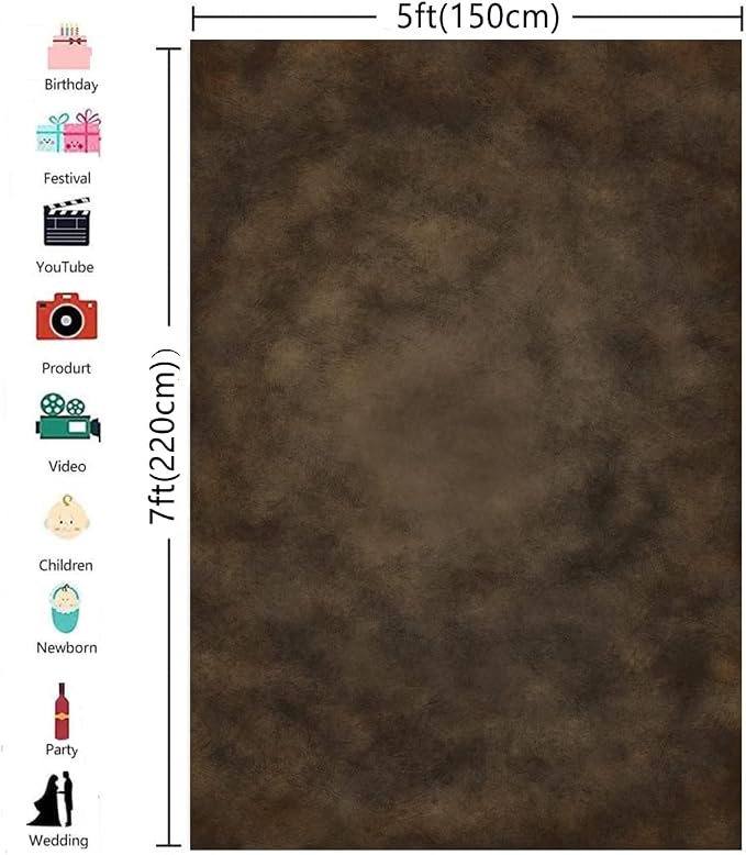 5x7ft Dark Brown Mottled Texture Photography Backdrop for Portrait Photo Studio Prop Abstract Background for Photographyer - Image 3