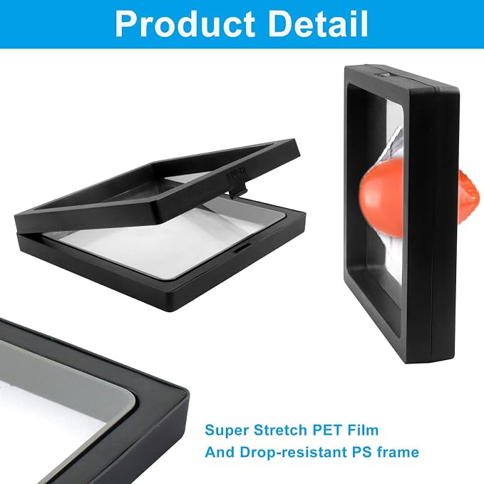 6Pcs 3D Floating Display Case, 4.3x4.3Inch | Clear Film, Jewelry Storage Box, Coin Display Stand, With Base - Image 3