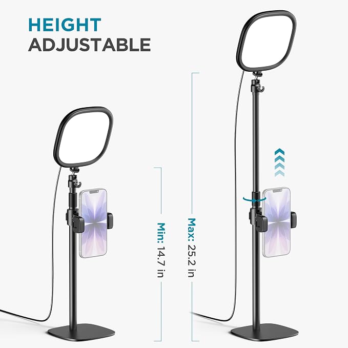 InnoGear Ring Light with Stand for Desk Computer Selfie Video 50 Modes | LED Lights for Video, Portable, 5 Color Modes, Adjustable, Monitor, Laptop, Recording, Streaming, Webcam Zoom Lighting - Image 3
