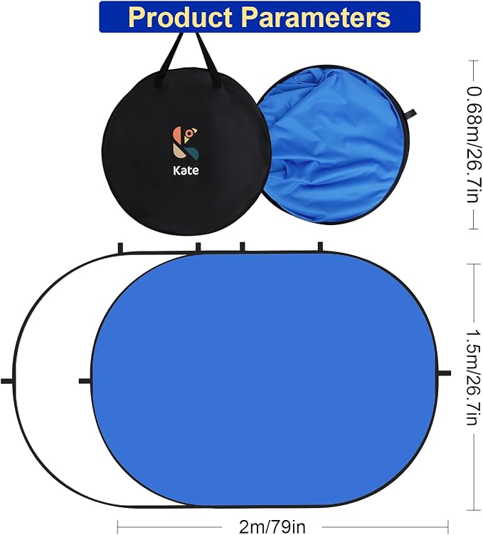 Kate Collapsible Pop-Up Blue White Backdrop for Self-Tape Auditions 589 | Collapsible Backdrop 5'x6.5'Blue White Portable Photography Background for Self-Tape Auditions, Professional Headshots - Image 2