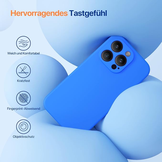 Miracase Silicone for iPhone 14 Pro Case, Mediterranean Blue | Soft Anti-Scratch Microfiber Lining, Premium Silicone Cover Shockproof Drop Protection Phone Case for 14 Pro - Image 4