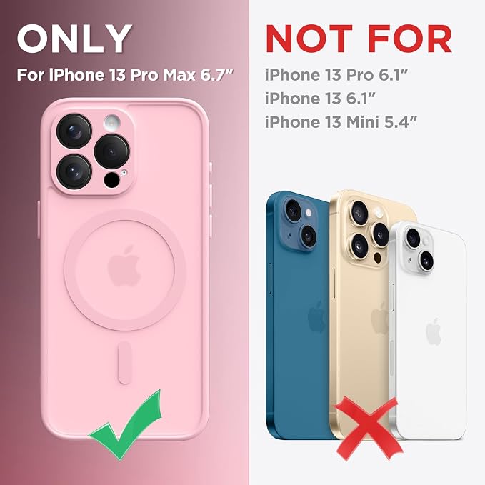 CAPRARO for iPhone 13 Pro Max Case, Compatible with MagSafe | Upgraded [Full Camera Protection] Shockproof Protective Slim Translucent Matte Magnetic Phone Case 6.7'', Peach Pink - Image 2
