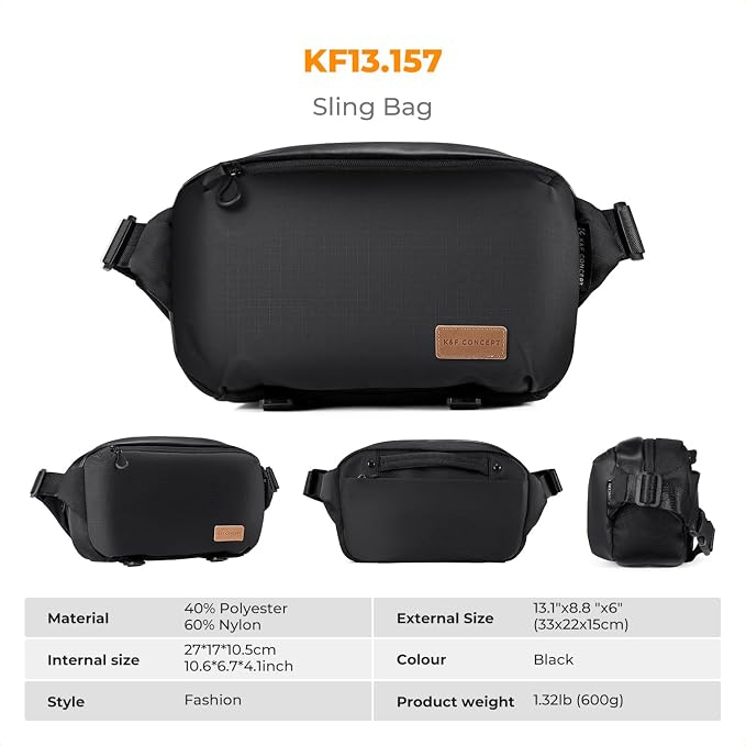 K&F CONCEPT 2 in 1 Camera Sling Bag, Everyday Shoulder Bag | Multifunction Photography Compact Crossbody DSLR Portable Bag, Compatible for Canon/Nikon/Sony, BS01 - Image 8