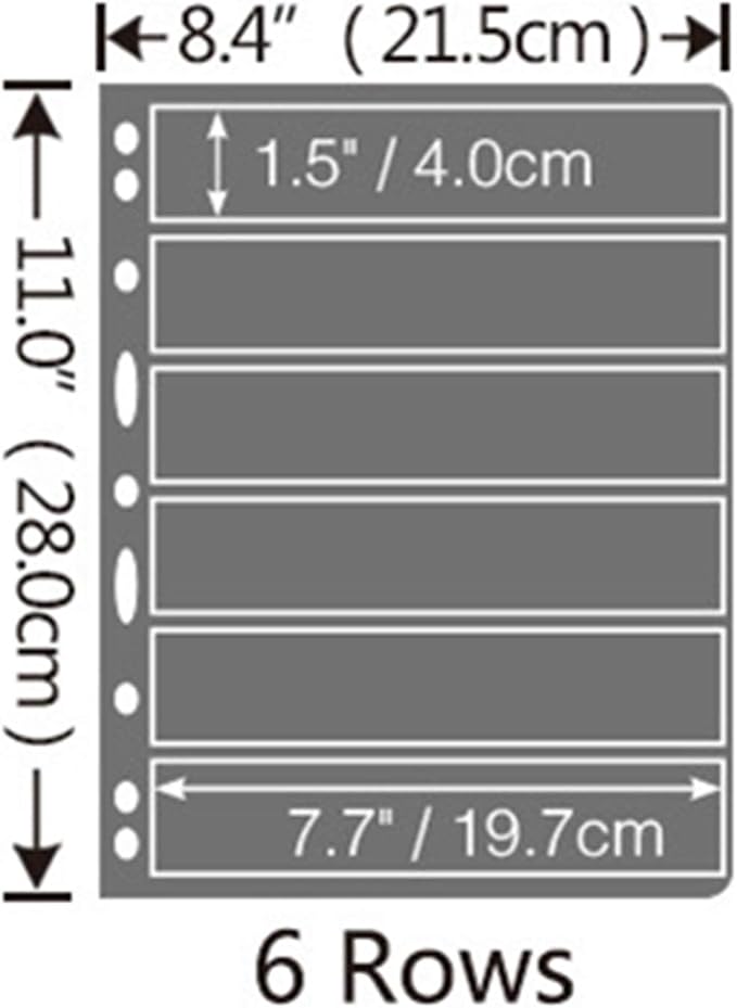 MUDOR Stamp Pages for Stamp Collection Album Binder Book, 10 Sheet 6 Rows | Stamp Sleeves 6 Pocket for Collectors ,Stamp Collecting Sheets Supplies - Image 3
