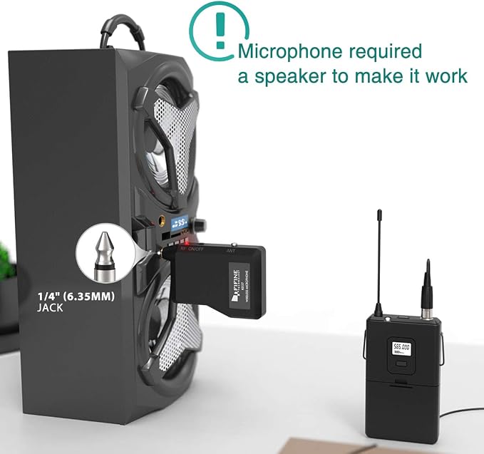 Fifine K037B Wireless Microphone System with Headset Lapel Mic for Speaking | Wireless Microphone set, Beltpack Transmitter and Receiver,for Teaching, Preaching - Image 3