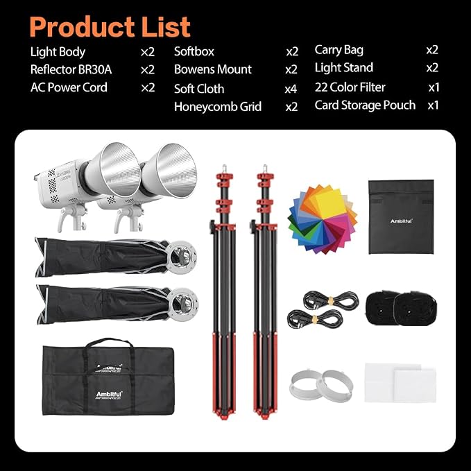 Godox LE200Bi Godox Light Kit-2 Pack 220W Bi-Color LED Video Light | 2800K-6500K,57700 LUX,CRI/TLCI≥98,11 FX, with Quick Release Softbox,Srand, APP Control,for Photography/Live Streaming - Image 9