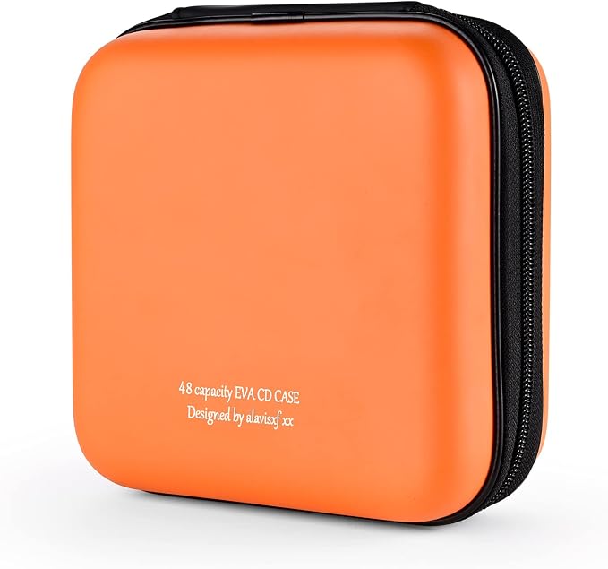 alavisxf xx CD Case, 48 Capacity Protective Zipper Disc Wallet for Car | EVA Shock-resistant, Lightweight Portable, DVD Blu-ray Storage Organizer, Scratch-Resistant Sleeves, for Home Office Travel by alavisxfxx