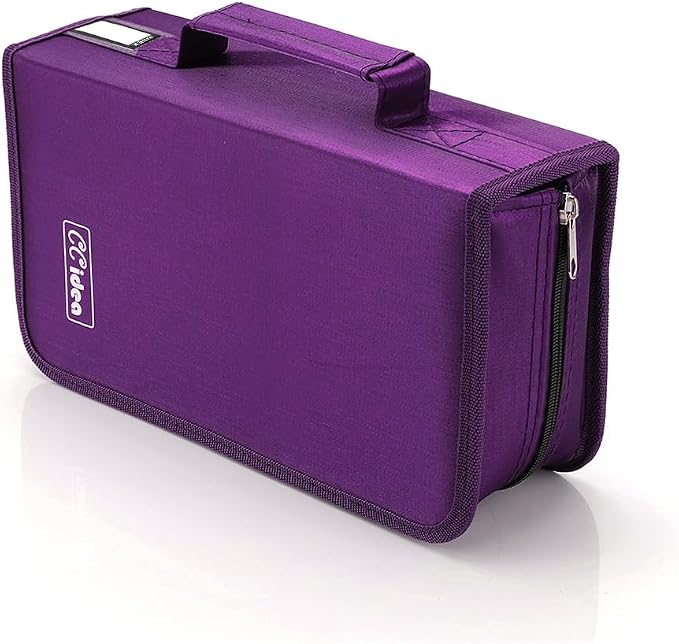 CCidea CD Case DVD Storage Holder, 128 Capacity DVD Cases Organizer CD Plastic Protective Carrying Binder,Portable Cd Wallet for Home Travel (Purple) - Image 5