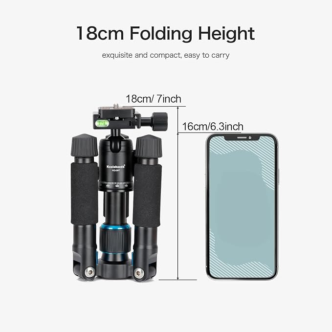 Koolehaoda Mini Tabletop Tripod with 360° Ball Head - 20" Aluminum, Blue | Portable Desktop Tripod Stand for DSLR Camera, Video Camcorder, Phone Lightweight Travel Photography Load up to 11lbs - Image 8