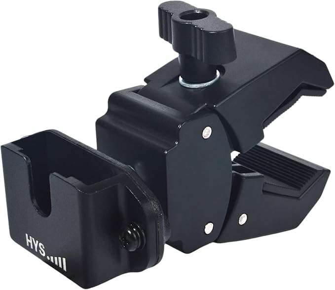 HYS HT &Microphone Clamp Mount Holder - Quick Release for CB Radio, Marine Radio, Walkie Talkie, Police Scanner (BC125AT SR30C BCD325P2 SDS100) , Speaker Mic | w/ Belt Clip & Knob by HYS