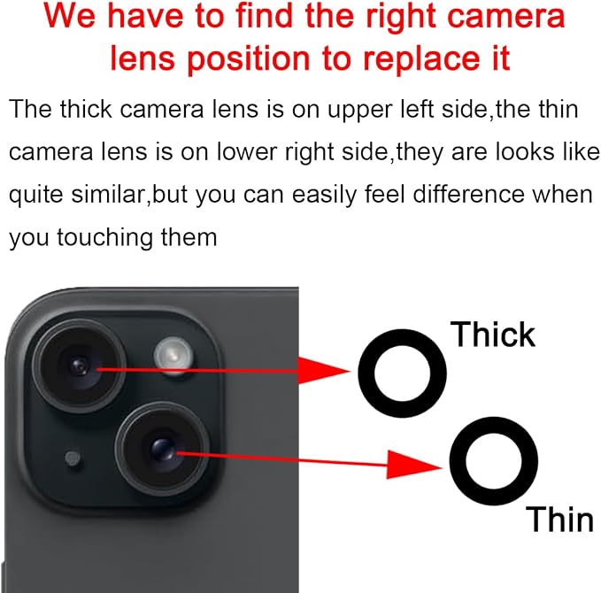 2 Sets Back Rear Camera Lens Glass Replacement for iPhone 15 and iPhone 15 Plus with pre-Installed Adhesive and Reparing Toolkit - Image 7