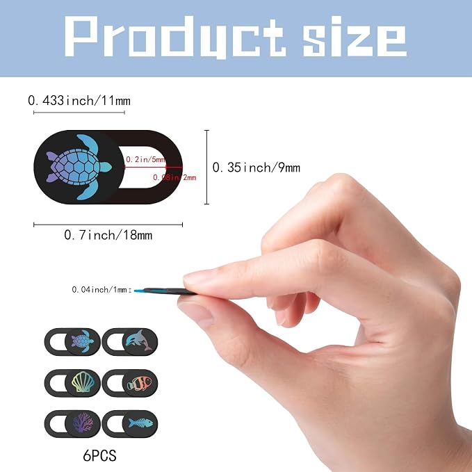 6Pcs 6 Styles Cute Camera Cover Slide Camera Privacy Covers Sea Animal Design Ultra-Slim Camera Blocker for Laptop Desktop Computer Tablet Phone Notebook Mini PC Accessories Home Office Use - Image 2