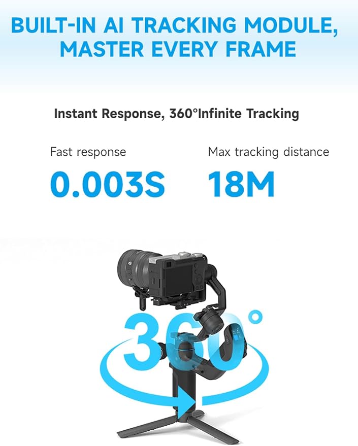 FeiyuTech SCORP Mini-3-Pro Gimbal Stabilizer for Camera Mirrorless/Compact/Action Cameras,Smartphone,18m AI Tracking,Detachable Remote Handle,4.4lbs Payload,3-axis Gimbal for Canon Sony Nikon - Image 3