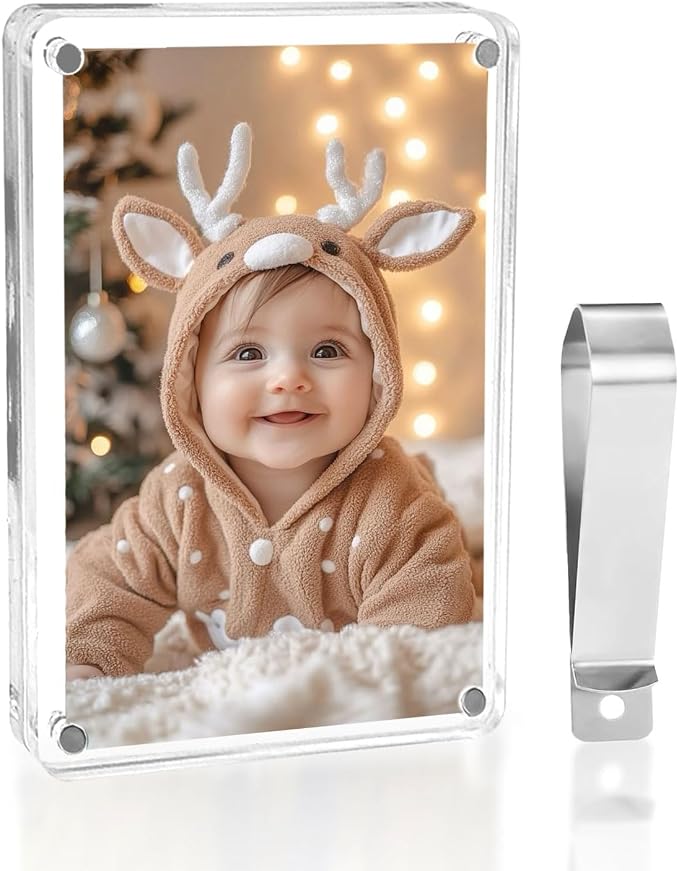 Acrylic Car Visor Photo Frame with Metal Clip, Car Accessories Magnetic Clear Picture Holder for Sun Visor, Display Baby, Family or Pet Photos in Car - Image 7