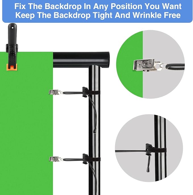 6 Pack 4.5 Inch Heavy Duty Spring Clamps & 6 Pack Backdrop Clips | Elastic Nylon Backdrop Clamps Holder Background Clips for Video Photography Background Support, Canvas, Creation and Home Use - Image 5