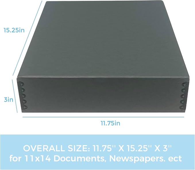 Lineco Drop Front Archival Storage Box, 11.75x15.25x3 in, Gray, 2 Pack | Acid-Free with Metal Edge, Preserves Picture Longevity, Organize Photos, Newspapers, Prints, Documents, Crafts, DIY - Image 2