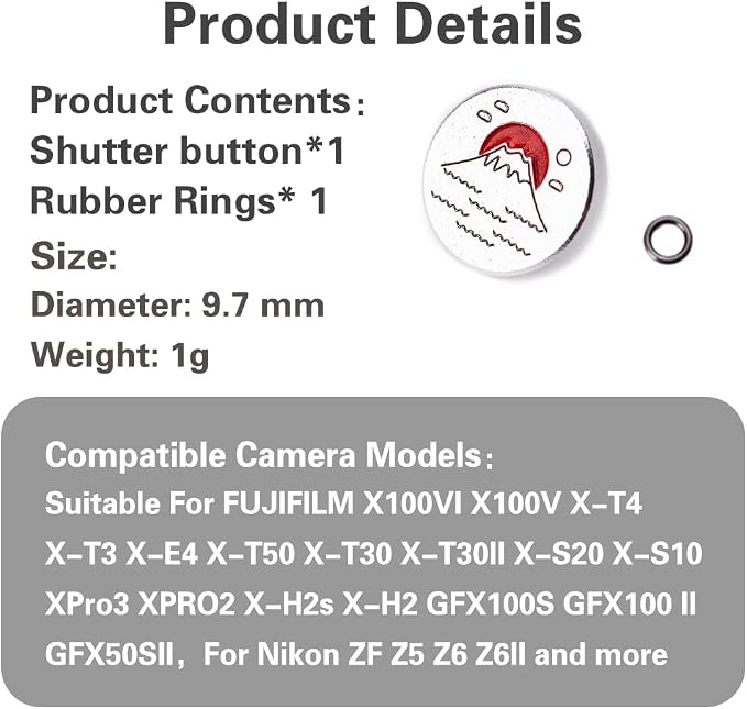 Camera Hot Shoe Cover/Shutter Button, Soft Release Button,Suitable for FUJIFILM XT5 XT4 XT3 XT30 XT20 X100V X100F XT100 X-E3 X-PRO2 X-PRO3 (Mountains and sea-Shutter Button) - Image 9