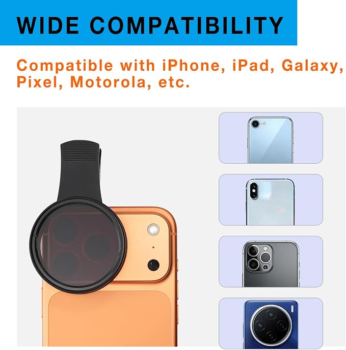 52mm Clip-on CPL Phone Camera Lens Filter, Fits iPhone 11 to 17 | Upgraded Portable Smartphone Polarizing Lens for Enhanced Photography - Image 5