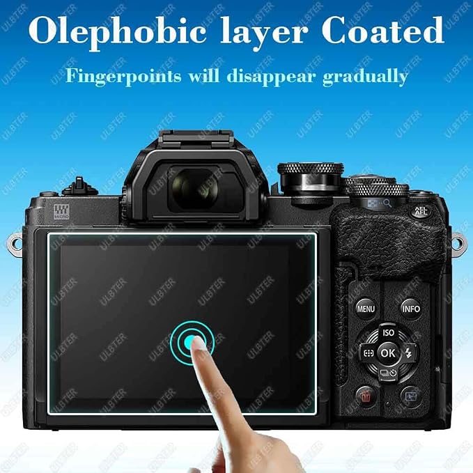 ULBTER Screen Protector for Olympus E-M10 Mark IV III II I Camera [3+2Pack] | 0.3mm 9H Hardness Tempered Glass Flim & Hot Shoe Cover Anti-Scrach Anti-Fingerprint - Image 4