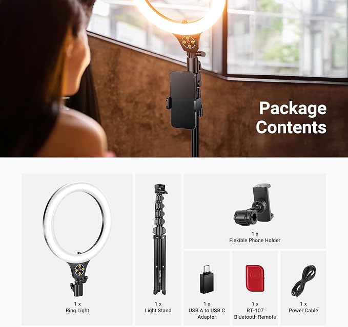 NEEWER ENTRY LEVEL VERSION 10.5" 10W Ring Light with 66" Tripod Stand, Overhead Phone Holder Mount Compatible with iPhone, Bi Color CRI85+ LED Selfie Lighting for TikTok Video Recording Streaming, N43 - Image 9