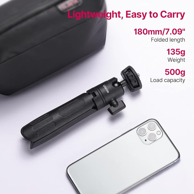 ULANZI M12 Selfie Stick for Action Camera, Portable Phone Tripod Stand with Phone Mount Action Camera Adapter 360° Ball Head, Mini Hand Grip Compatible with GoPro Hero series Smartphone DJI OSMO GoPro - Image 5