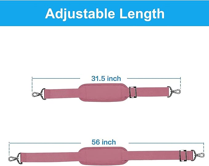 MOSISO 56 inch Shoulder Strap, Adjustable Soft Universal Non-Slip Strap | Thick Replacement Strap, Fit Padded with Metal Swivel Hooks for Laptop Shoulder Bag/Laptop Messenger Bag, Dusty Rose - Image 3
