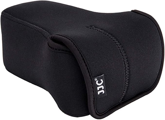 JJC Black Ultra Light Neoprene Camera Case for Fujifilm Fuji X-T100 X-T30 X-T20 X-T10 +50-200mm/50-230mm Lens, Pouch Bag for Olympus E-PL8 E-M5II E-M10 II, Canon M50 M5 with Telephoto lense - Image 9