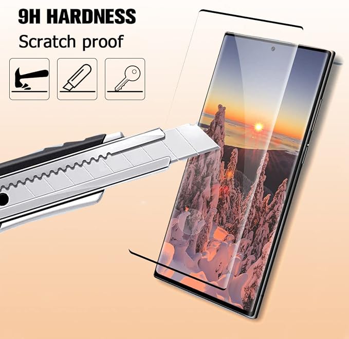 XDesign [2+2 Pack Galaxy S23 Ultra Screen Protector, 9H Tempered Glass Scratch Resistant, Ultrasonic Fingerprint Support, For Samsung Galaxy S23 Ultra 5G 6.8 Inch Glass Screen Protector - Image 5