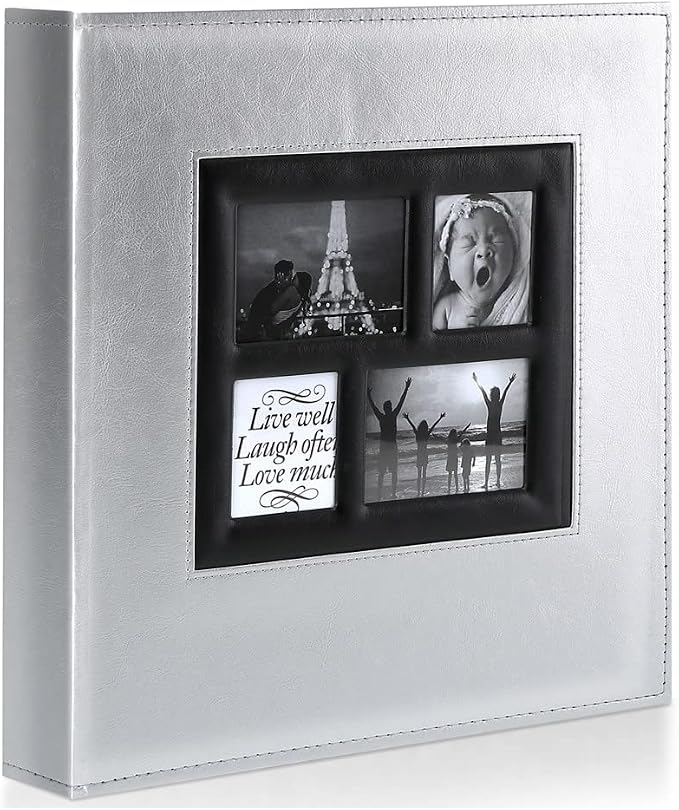 Ywlake Photo Album 4x6 600 Pockets Photos, Extra Large Capacity Family Wedding Picture Albums Holds 600 Horizontal and Vertical Photos Silver by Ywlake