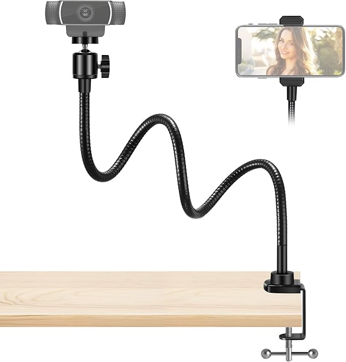 InnoGear Webcam Stand Gooseneck Camera Arm Stands Desk Mount Phone Holder | for Logitech Webcam BRIO 4K C960 C920 C920S C922 C922x C925e C930 C930e C615 NexiGo N60, Quick Setup, Eye Level Positioning by InnoGear