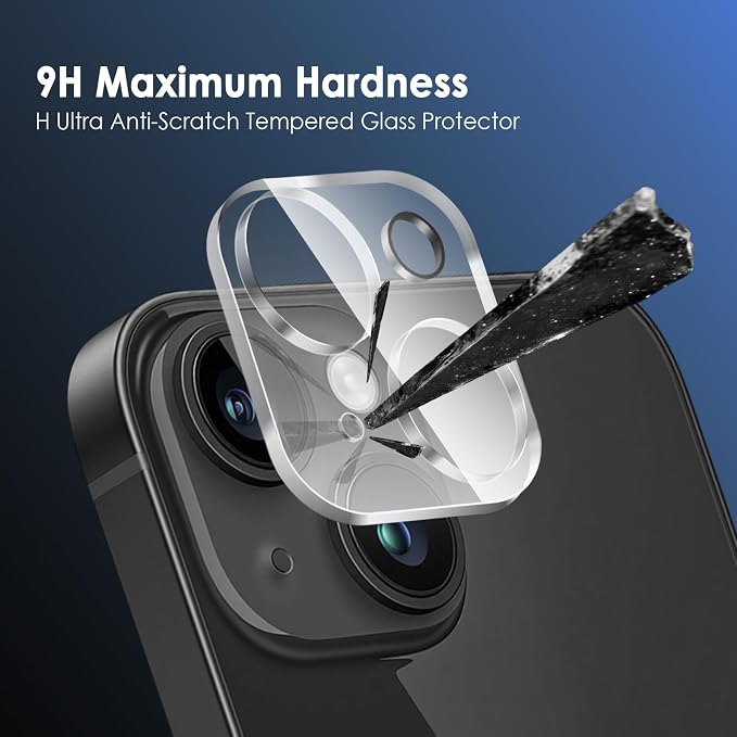 FanTEK Camera Lens Protector Compatible with iPhone 15/15 Plus, 9H Tempered Glass Camera Screen Cover, Ultra HD Clear Acrylic Full Coverage Guard, Case Friendly - Image 3