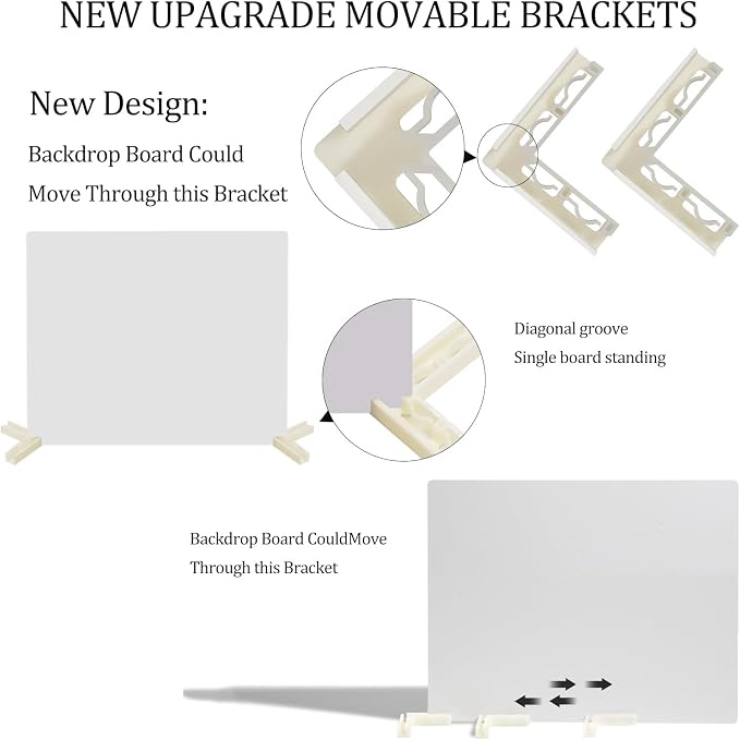 3 PCS Board Photo Backdrop, 15.8x11.8 Inch Waterproof Photography Backdrop Boards with 3 PCS Bracket for Flat Lay, Product Photography Background (White 3) - Image 4