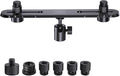 Stereo Array Spacing Mic Mount Bar with 360° Mic Ball Head Adapter, Adjustable Mic Holder for Two Mics/Booms with 1/4”, 3/8” & 5/8” Thread Adapter Fits Most Mic Stands, for XY/ORTF Recording by Jidinung-Kubeisi