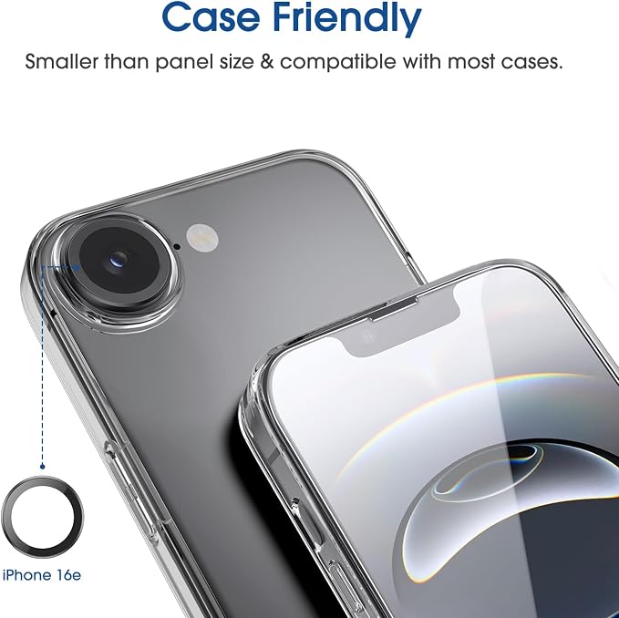 amFilm OneTouch for iPhone 17e / iPhone 16e Screen Protector Tempered Glass | Auto-Alignment, 30s Install, Bubble Free,Case Friendly,Scratch & Drop Protection, Camera Lens Protector[2+2 Pack] (16e-6.1'') - Image 5