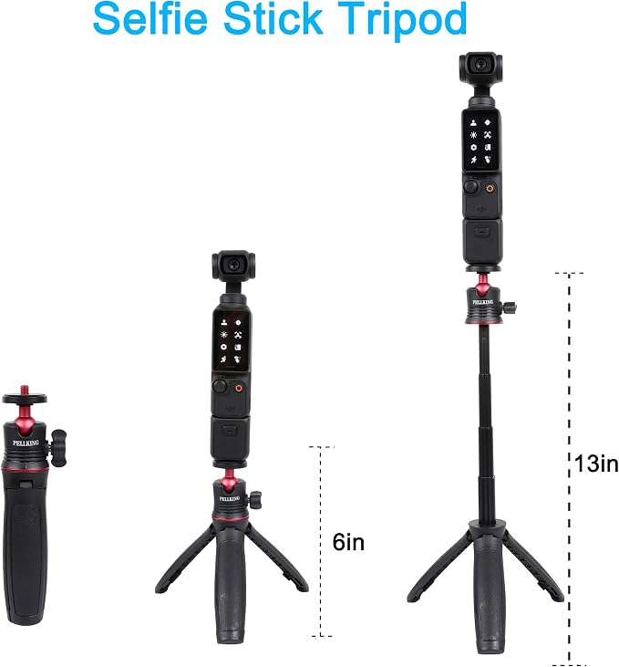 PellKing Tabletop Tripod and Handheld Selfie Stick/Poe Tripod Kit | for DJI OSMO POCKET 4 3 2 Camera and DJI OSMO NANO,DJI Osmo Action 6 5 Pro 4,Insta360 Luna Ultra X5 X4 X3 X2 Accessories - Image 3