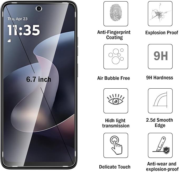 2+2 Pack for Moto G 2026/2025 Screen Protector with Camera Lens Protector,with Alignment Frame，9H Tempered Glass Film,HD Clear Scratch Resistant,Bubble-Free for Moto G 5G 2026 Screen Protector - Image 2