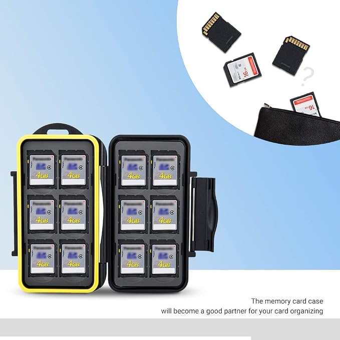 12 Slots SD Memory Card Case Storage, Water-Resistant Anti-Shock SD SDHC SDXC Card Holder Carrying Case with Carabiner - Image 8